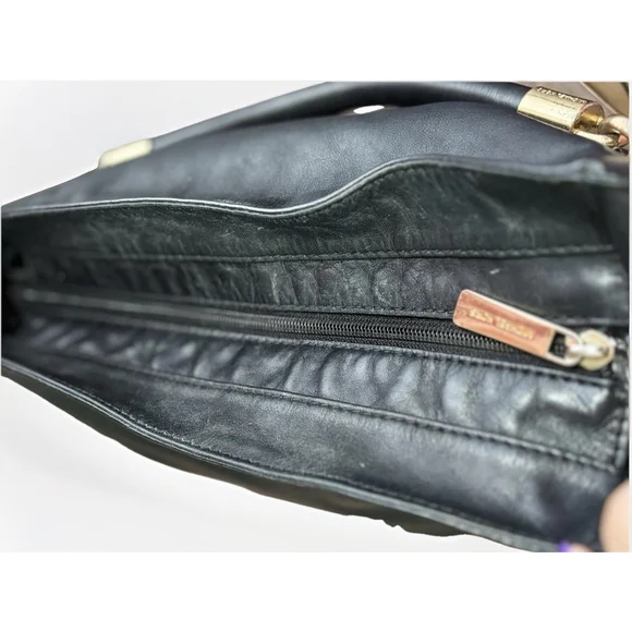 Michael Kors Stanthorpe Large Black Leather Shoulder Bag Gold Chain Strap - Picture 10 of 16